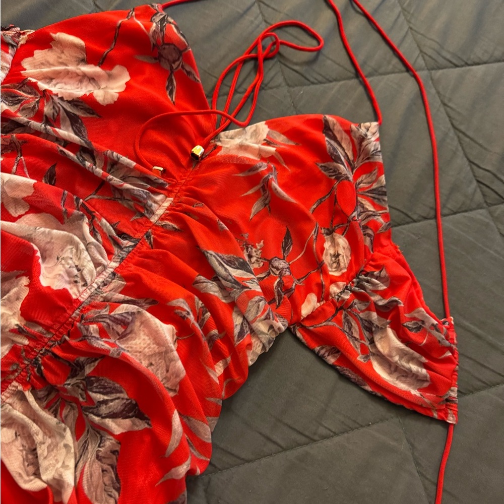 Fashion Nova Red Floral High Low Dress - Picture 7 of 13